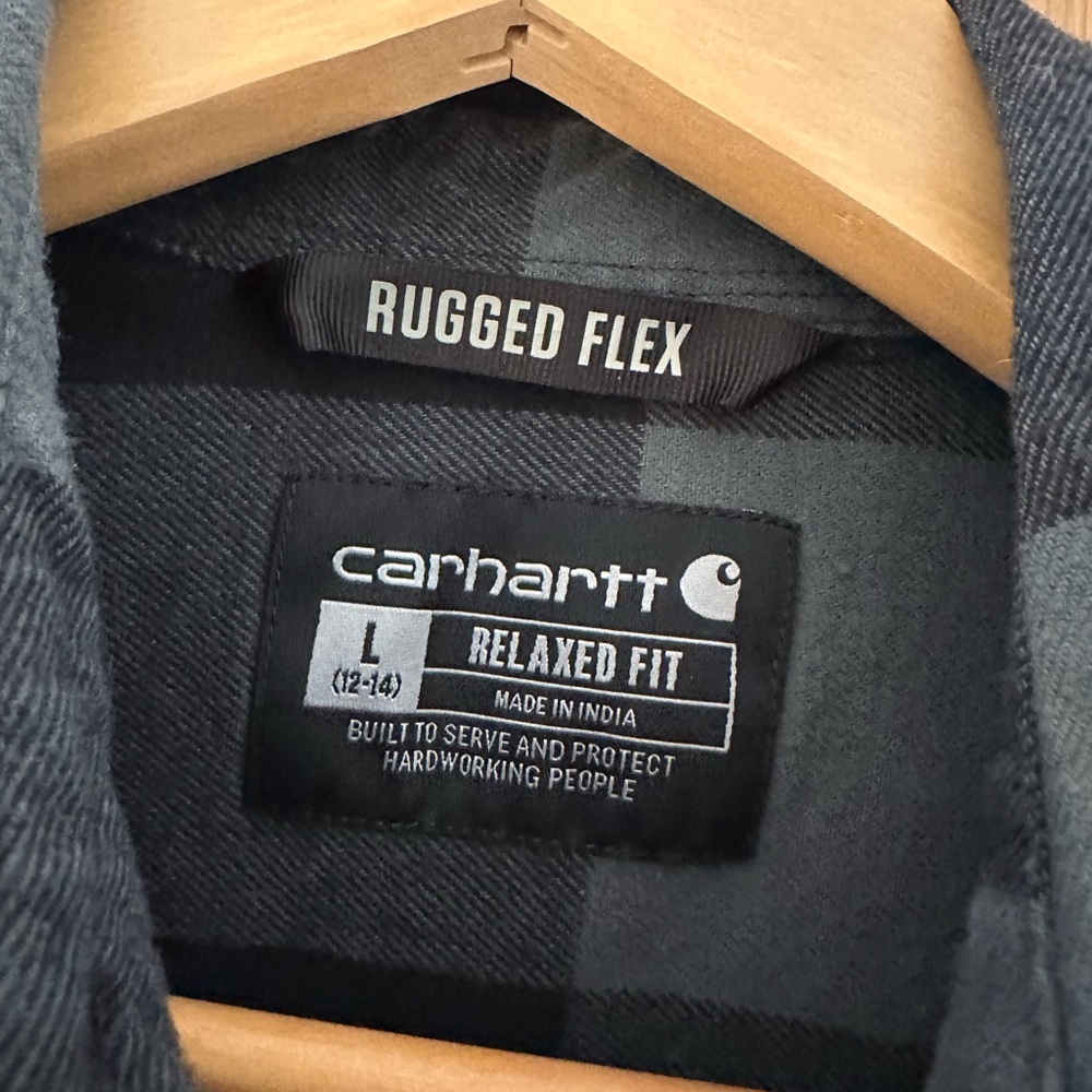 Carhartt Black & Gray Plaid Work Shirt Jacket with Logo Patch - Picture 4 of 4